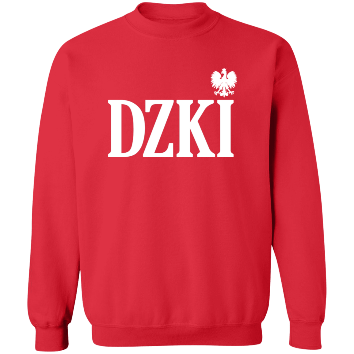DZKI Polish Surname Ending Apparel CustomCat G180 Crewneck Pullover Sweatshirt Red S