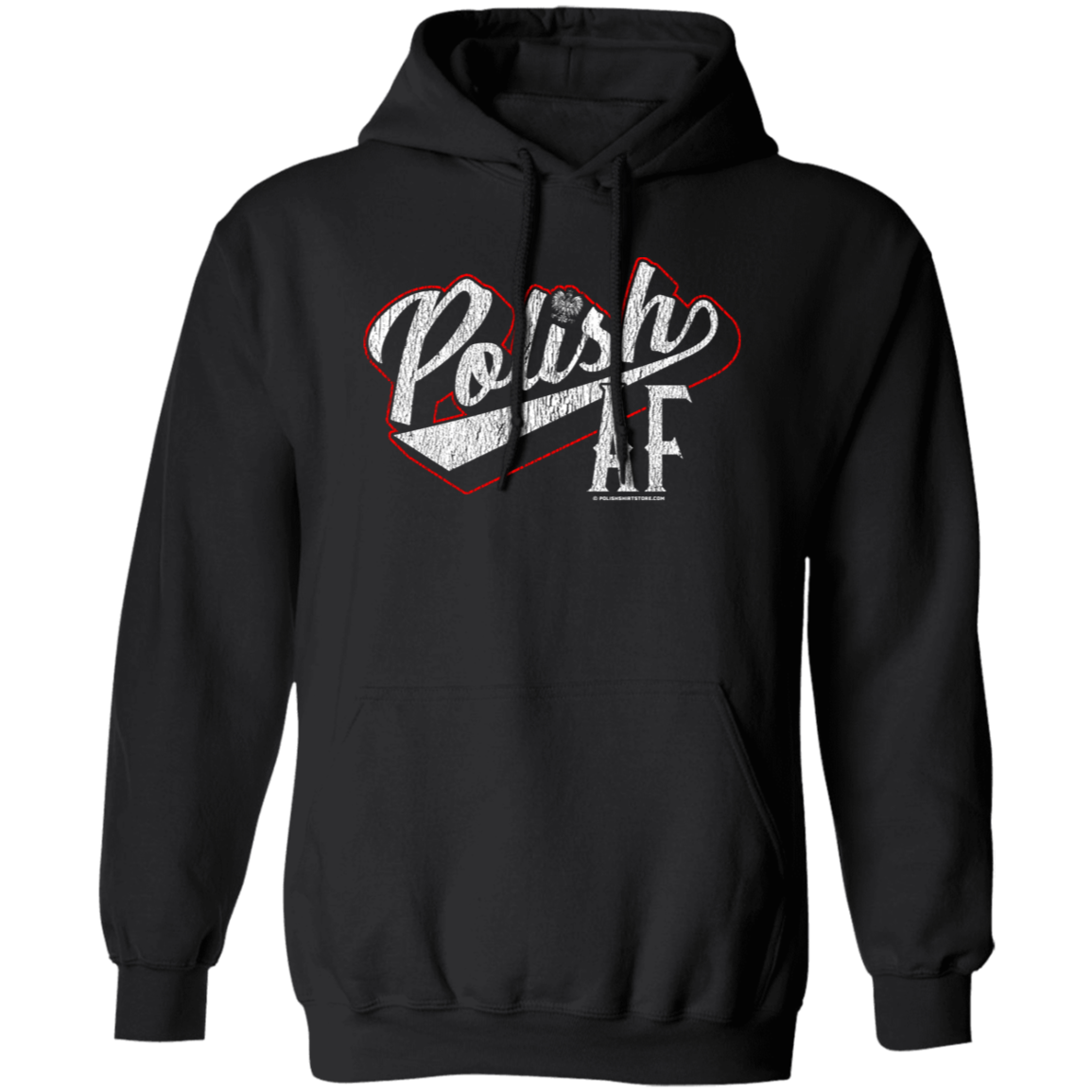 Polish AF With Red Outline Apparel CustomCat G185 Pullover Hoodie Black S