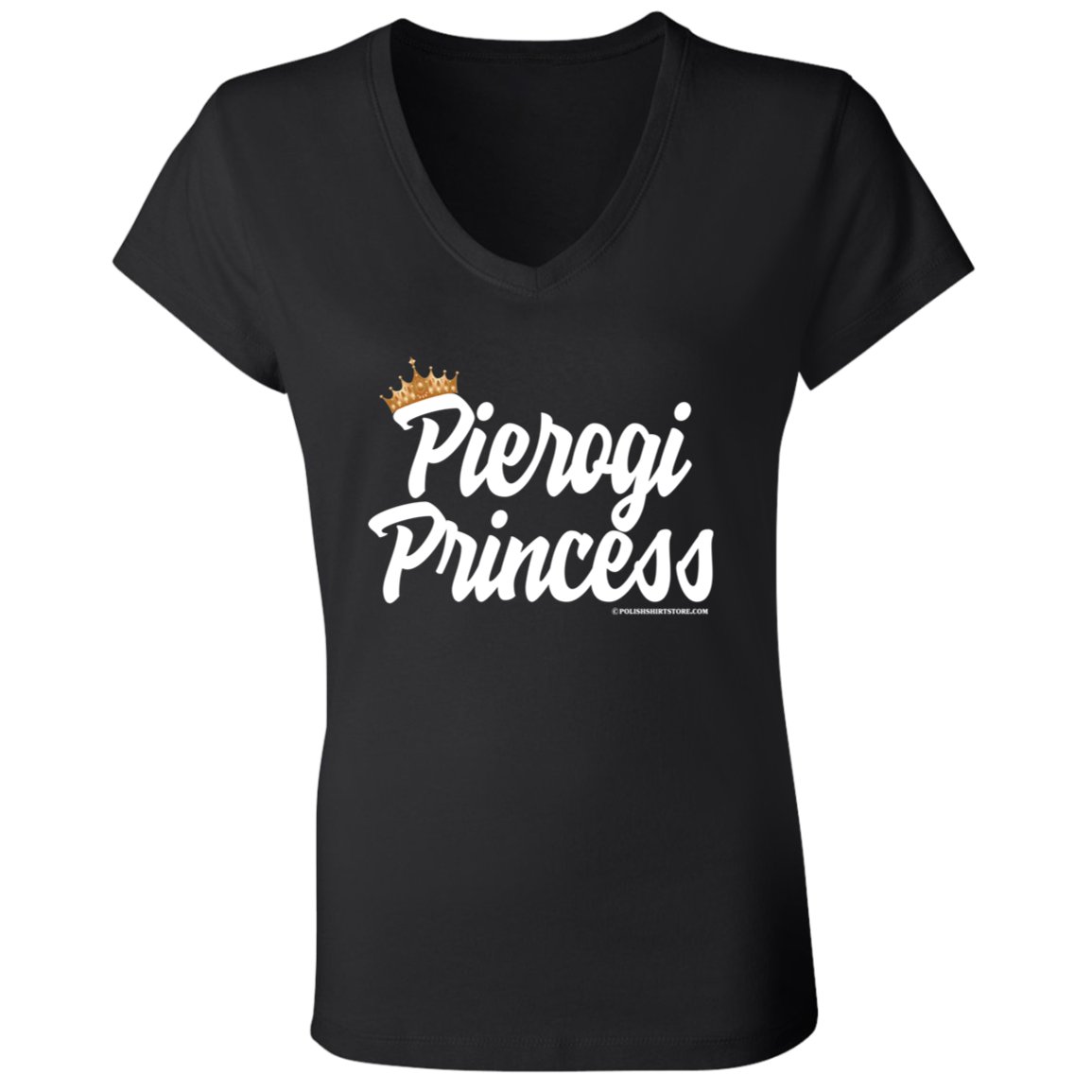 Pierogi Princess T-Shirt Apparel CustomCat B6005 Ladies' Jersey V-Neck T-Shirt Black S