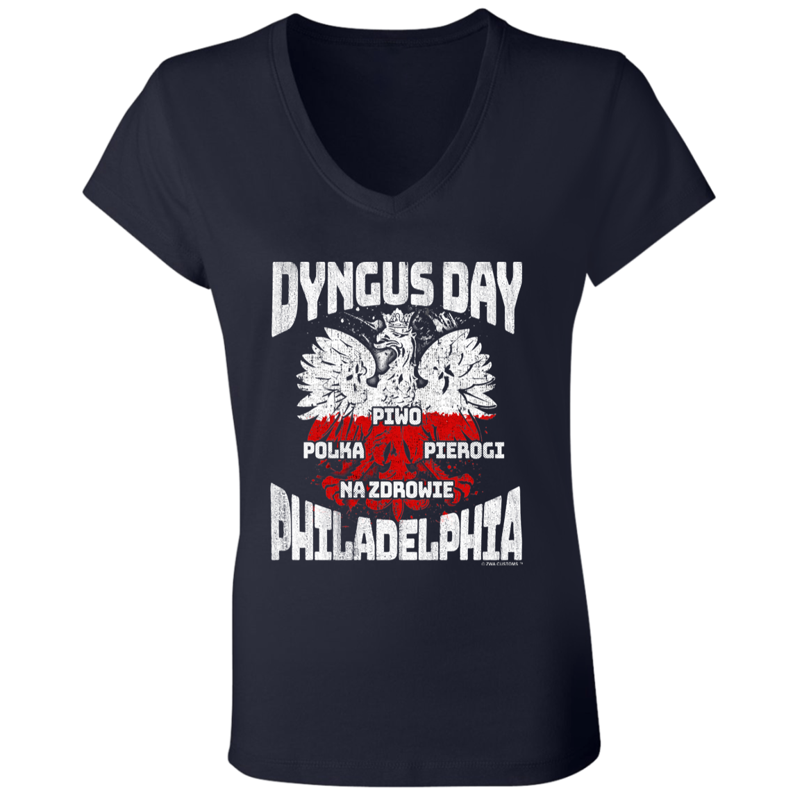 Dyngus Day Philadelphia Apparel CustomCat B6005 Ladies' Jersey V-Neck T-Shirt Navy S