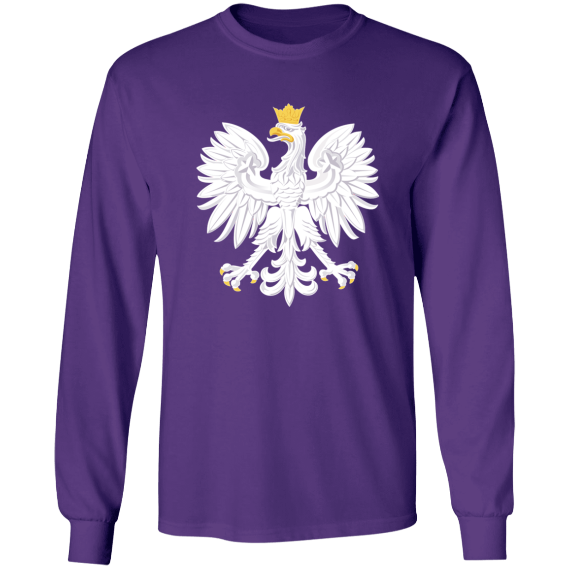 Polish Eagle Long Sleeve Shirt T-Shirts CustomCat Purple S 