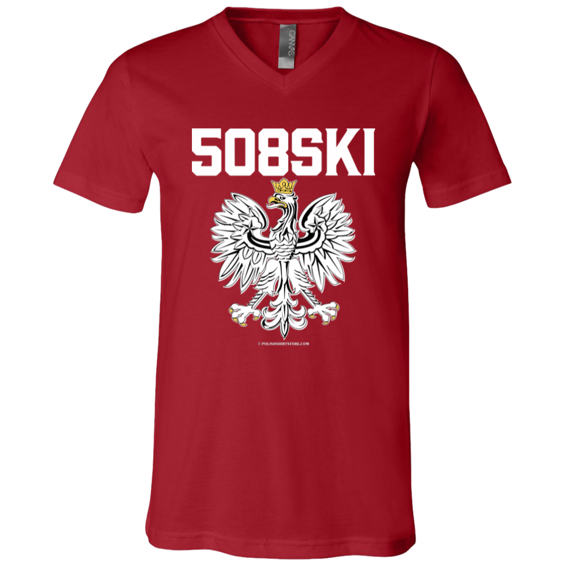 508SKI Apparel CustomCat 3005 Unisex Jersey SS V-Neck T-Shirt Canvas Red X-Small
