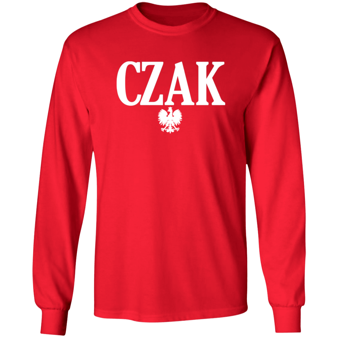 CZAK Polish Surname Ending Apparel CustomCat G540 LS T-Shirt Red S