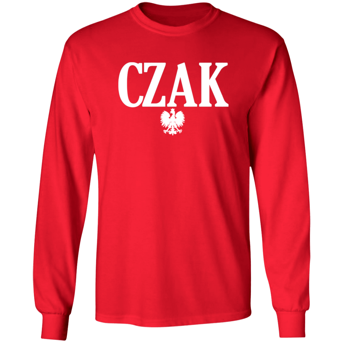 CZAK Polish Surname Ending Apparel CustomCat G240 LS Ultra Cotton T-Shirt Red S