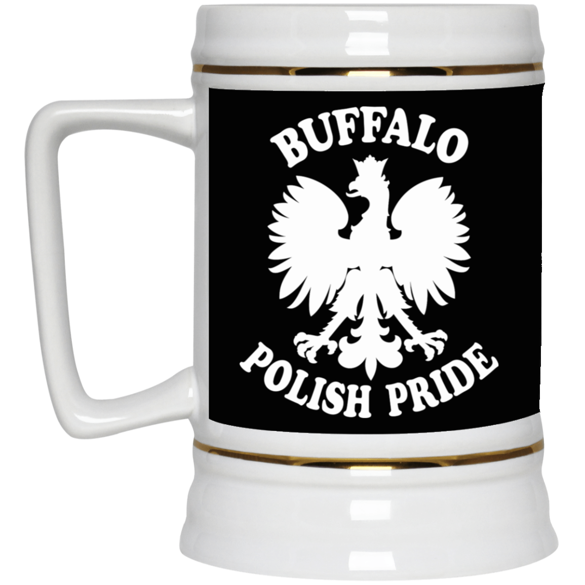 Buffalo Polish Pride Beer Stein Drinkware CustomCat Black One Size 