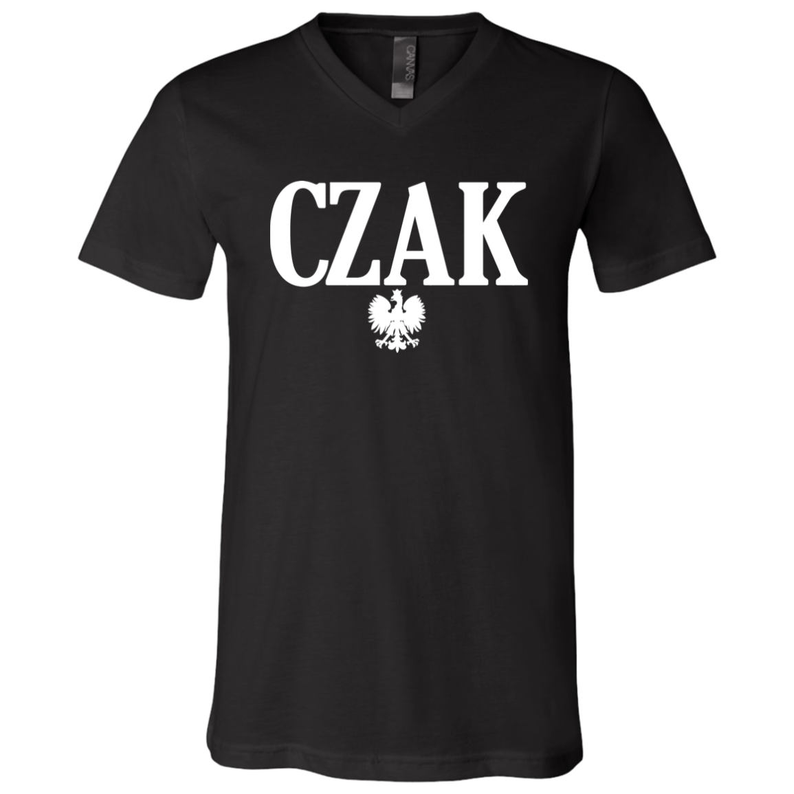 CZAK Polish Surname Ending Apparel CustomCat 3005 Unisex Jersey SS V-Neck T-Shirt Black X-Small