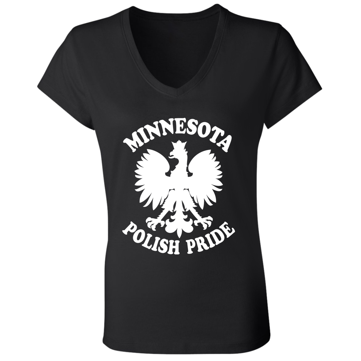 Minnesota Polish Pride Apparel CustomCat B6005 Ladies' Jersey V-Neck T-Shirt Black S