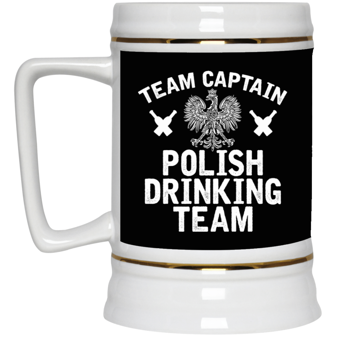 Polish Drinking Team Team Captain Beer Stein Drinkware CustomCat Black One Size 
