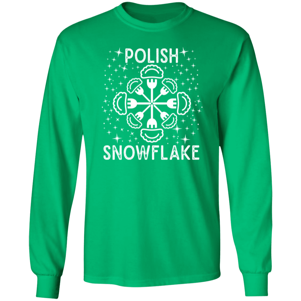 Polish Snowflake T-Shirt Apparel CustomCat G540 LS T-Shirt Irish Green S