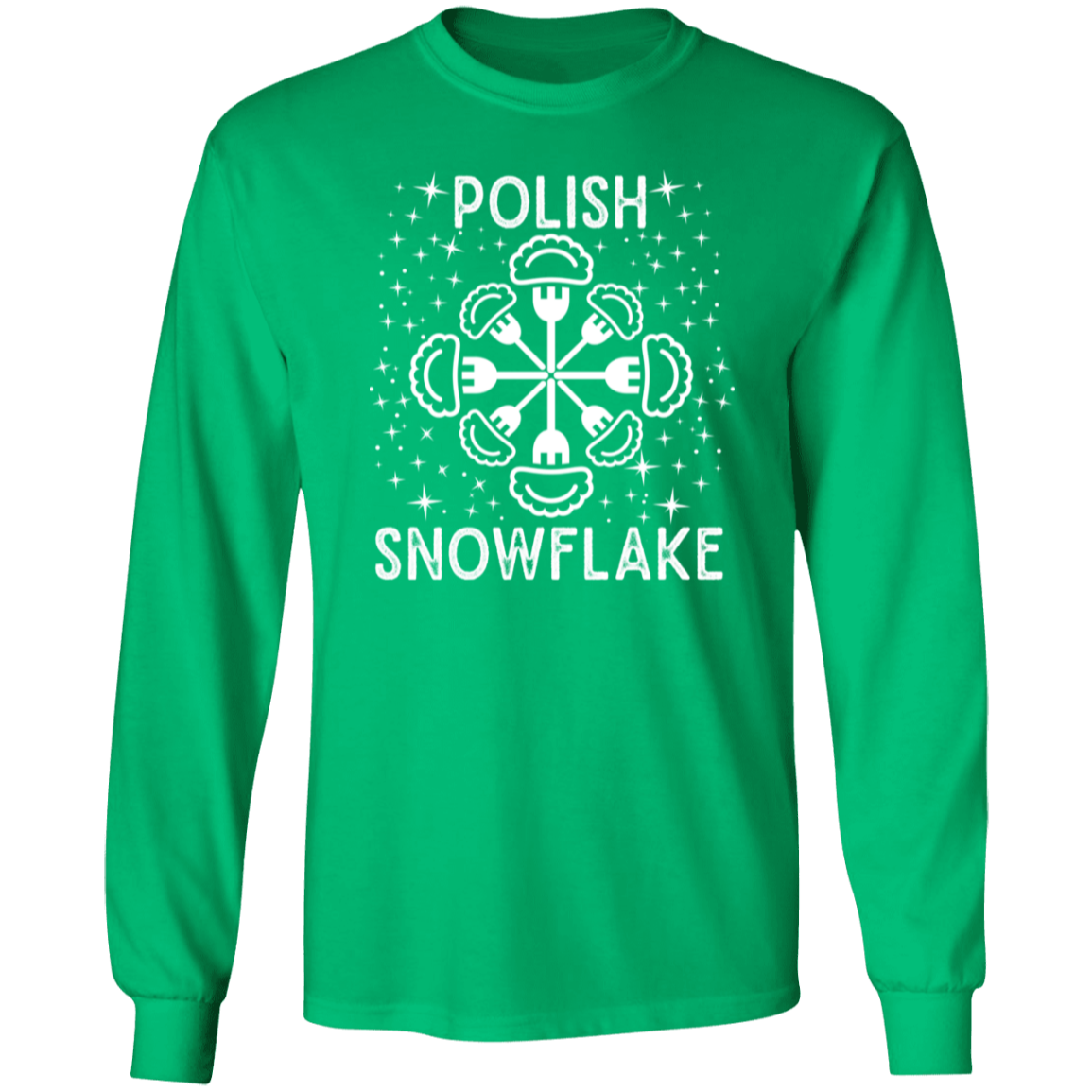 Polish Snowflake T-Shirt Apparel CustomCat G240 LS Ultra Cotton T-Shirt Irish Green S