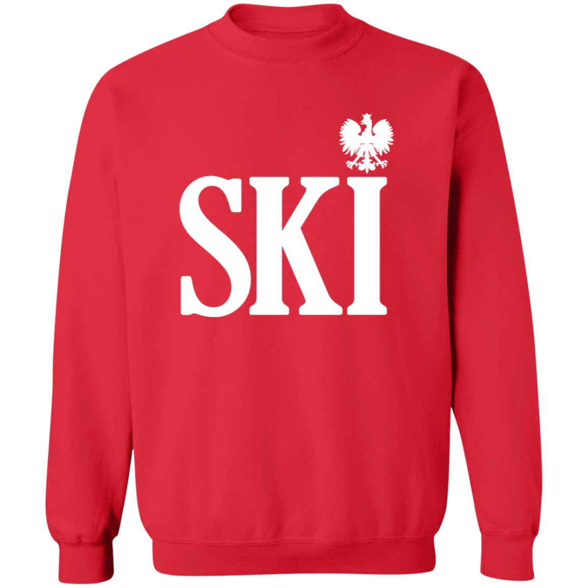 SKI Polish Surname Ending Apparel CustomCat G180 Crewneck Pullover Sweatshirt Red S