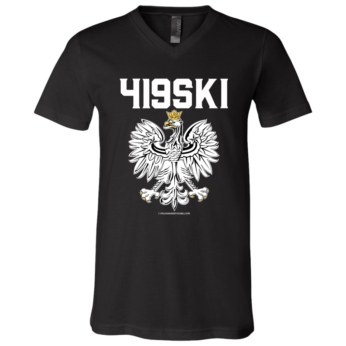 419SKI Apparel CustomCat 3005 Unisex Jersey SS V-Neck T-Shirt Black X-Small