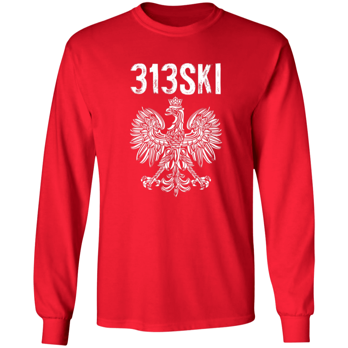 313SKI Detroit Michigan Polish Pride Apparel CustomCat G540 LS T-Shirt Red S