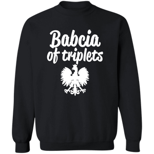 Babcia of Triplets - G180 Crewneck Pullover Sweatshirt / Black / S - Polish Shirt Store