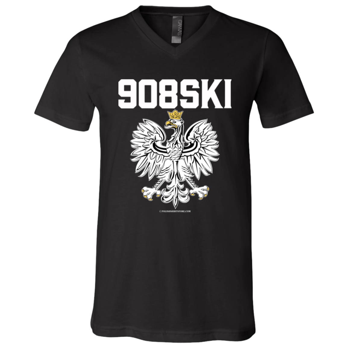 908SKI Apparel CustomCat 3005 Unisex Jersey SS V-Neck T-Shirt Black X-Small