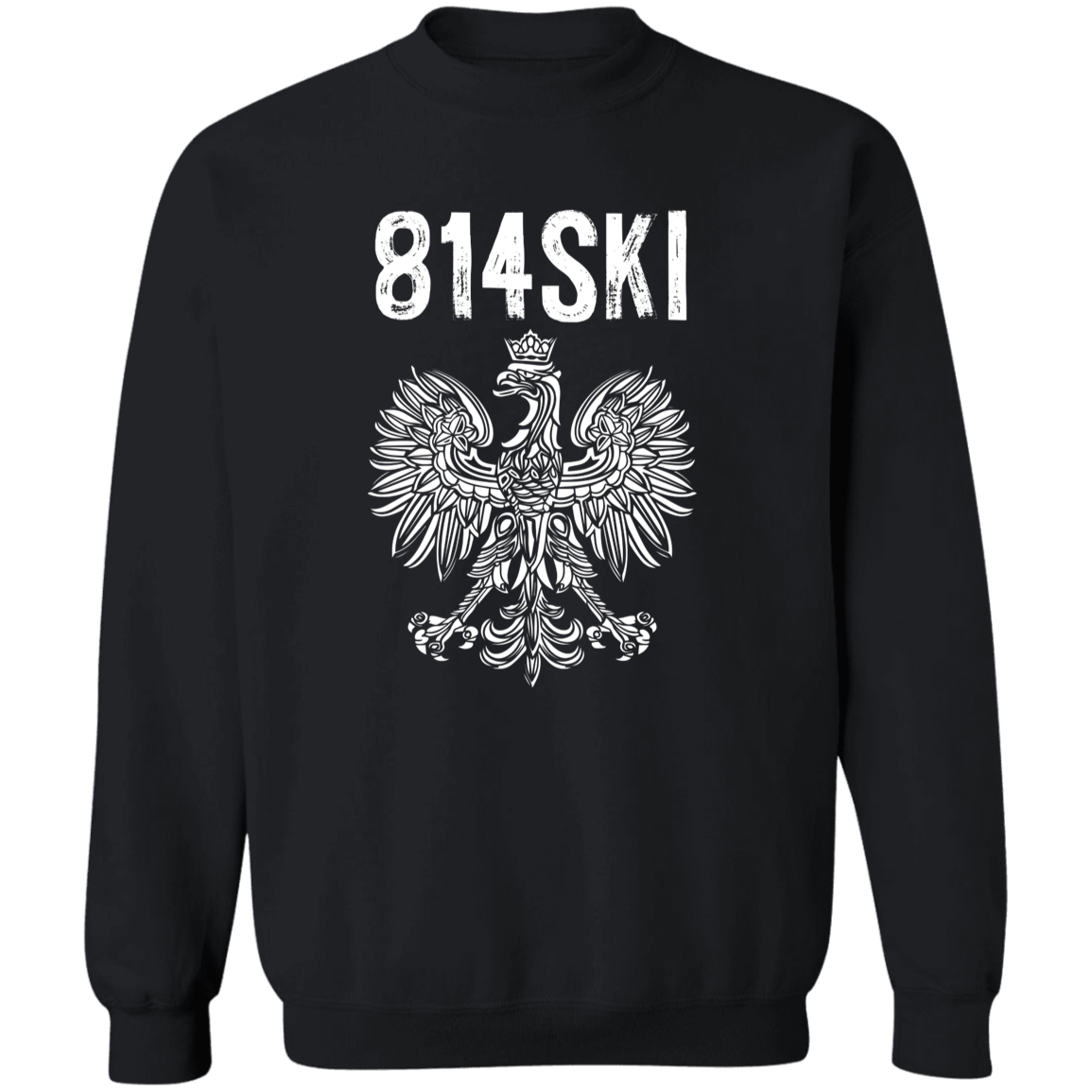 Erie Pennsylvania Polish Pride Area Code 814 Apparel CustomCat G180 Crewneck Pullover Sweatshirt Black S