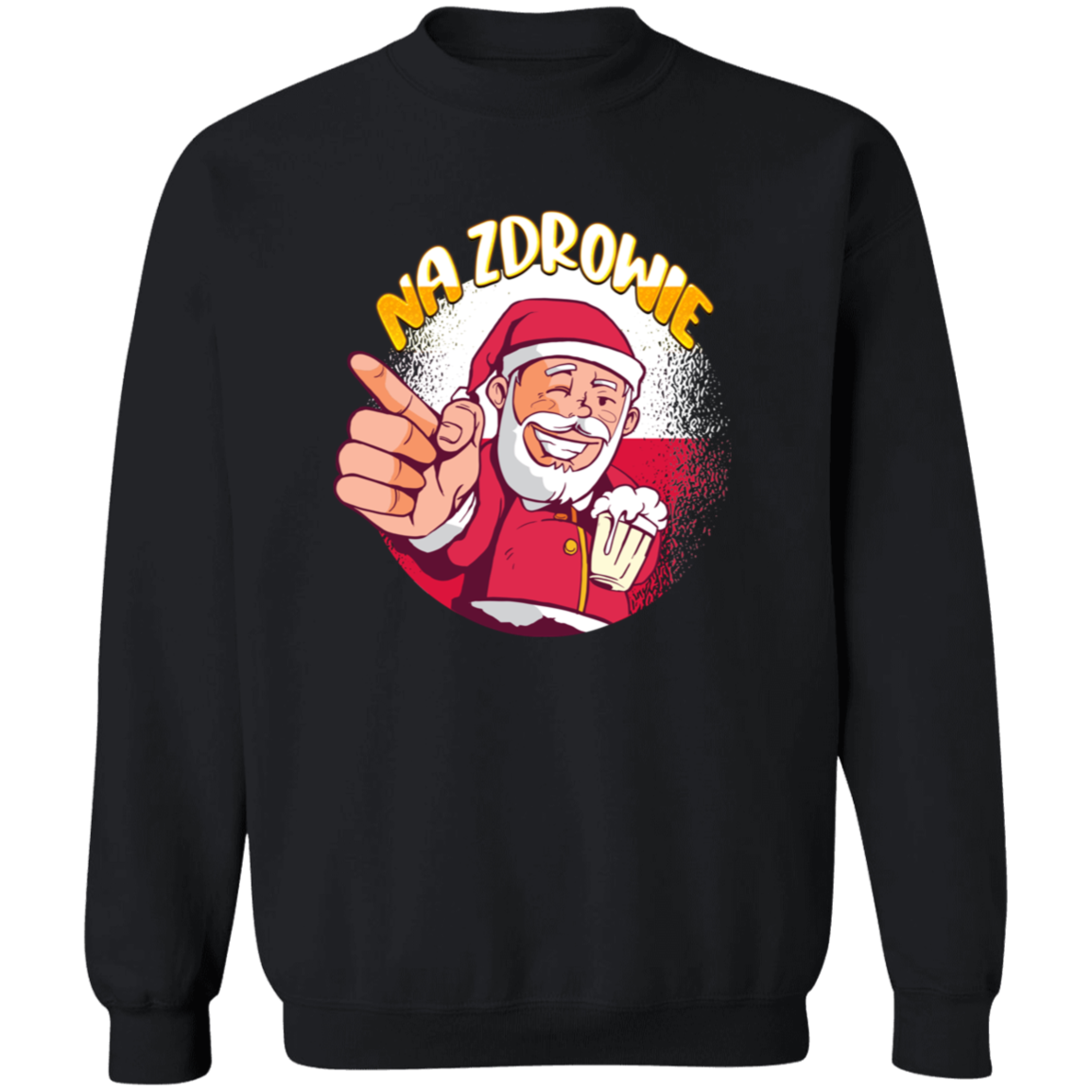 Na Zdrowie  Santa Apparel CustomCat G180 Crewneck Pullover Sweatshirt Black S