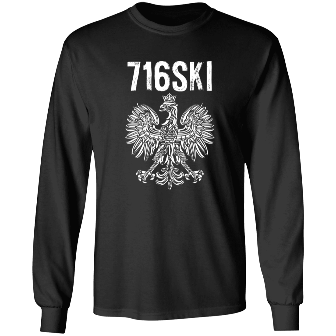 716SKI Buffalo New York Polish Pride Apparel CustomCat G540 LS T-Shirt Black S