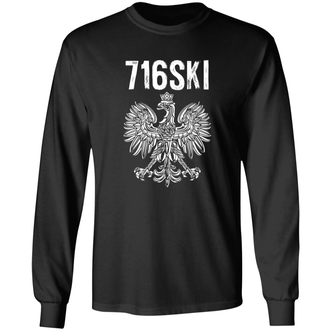 716SKI Buffalo New York Polish Pride Apparel CustomCat G240 LS Ultra Cotton T-Shirt Black S
