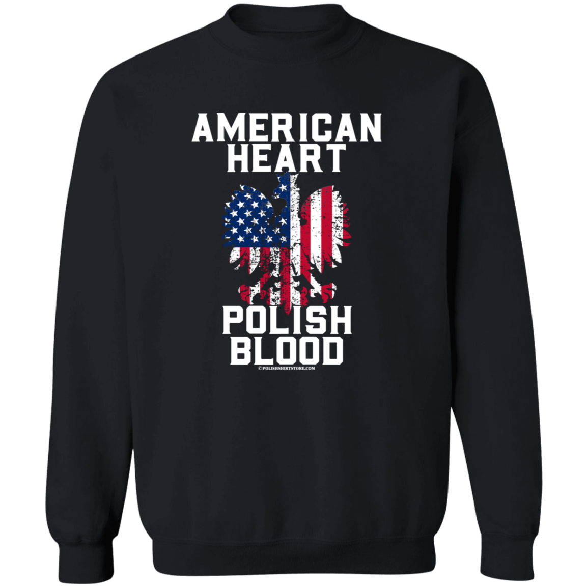 American Heart Polish Blood Apparel CustomCat G180 Crewneck Pullover Sweatshirt Black S