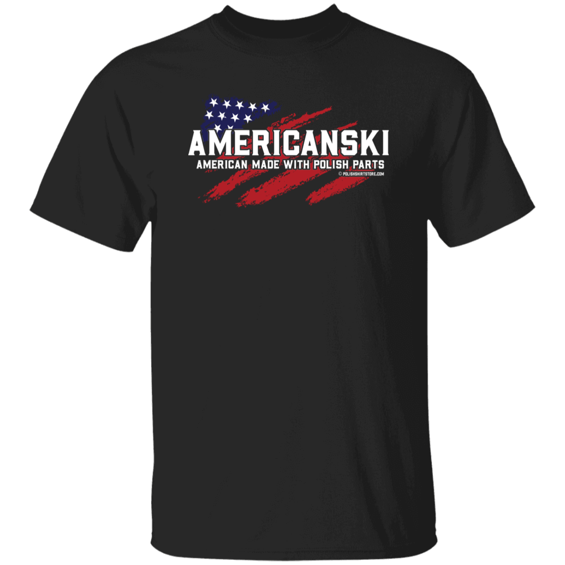 Americanski American Made With Polish Parts Apparel CustomCat G500 5.3 oz. T-Shirt Black S