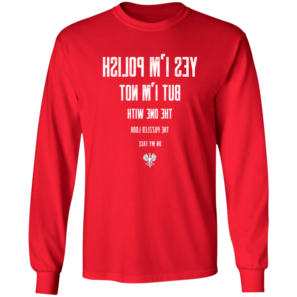 Polish Eye Chart Apparel CustomCat G240 LS Ultra Cotton T-Shirt Red S