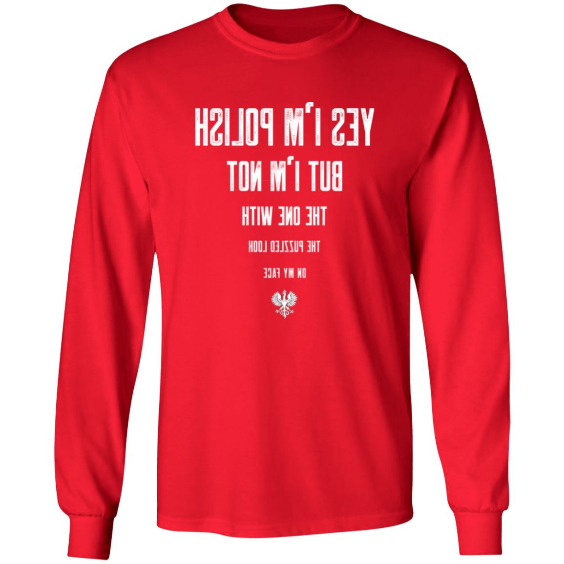 Polish Eye Chart Apparel CustomCat G540 LS T-Shirt Red S