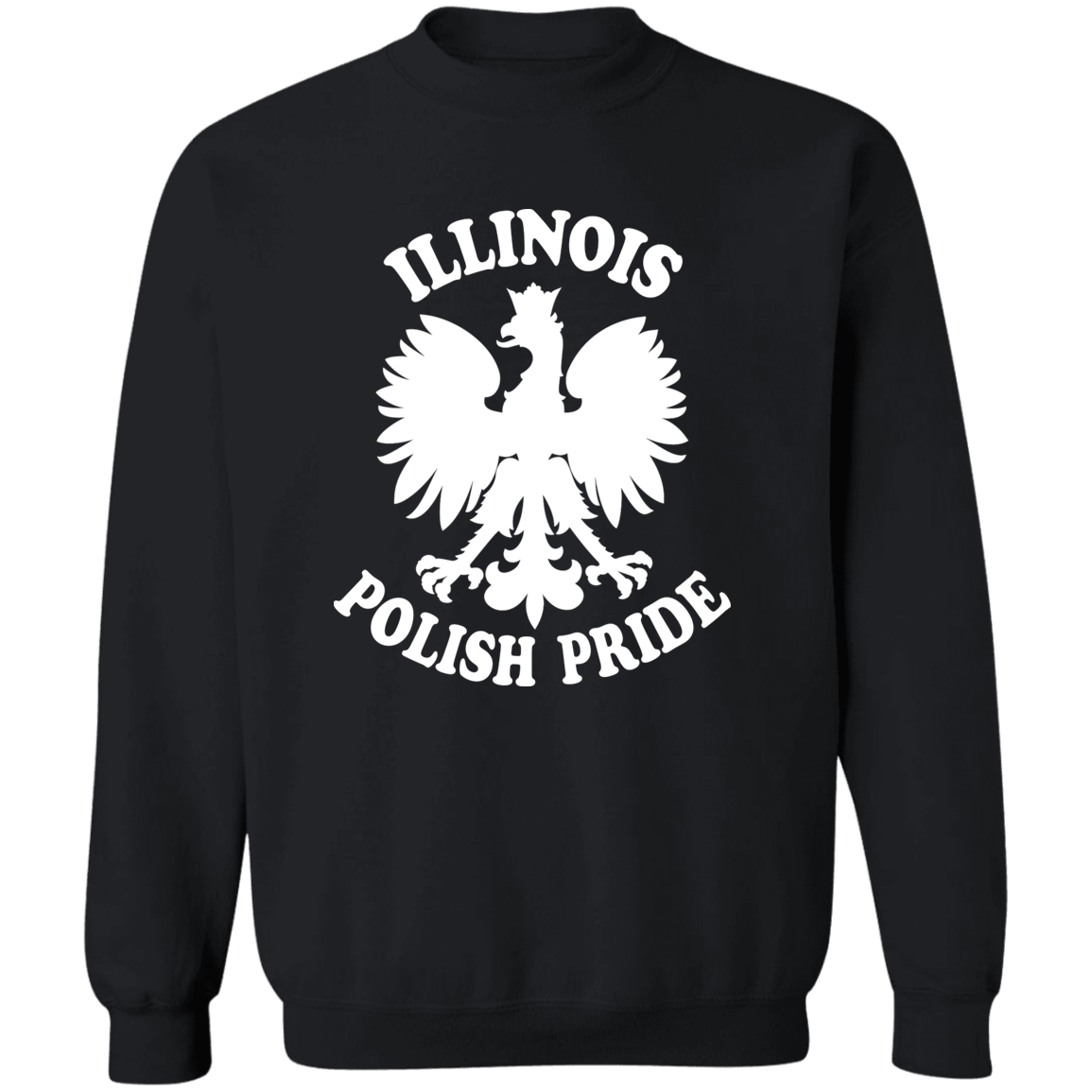 Illinois Polish Pride Apparel CustomCat G180 Crewneck Pullover Sweatshirt Black S