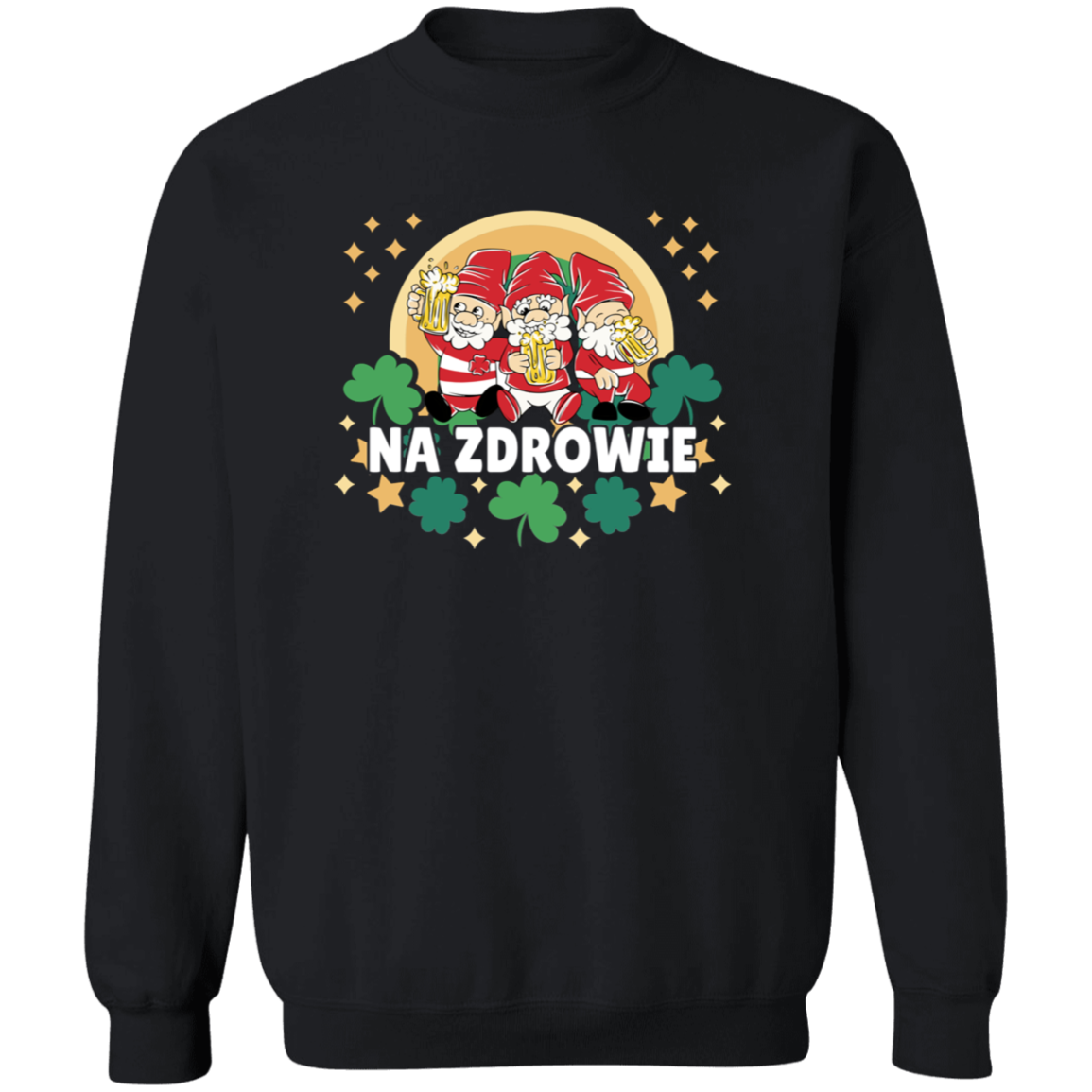 Na Zdrowie Gnomes Apparel CustomCat G180 Crewneck Pullover Sweatshirt Black S