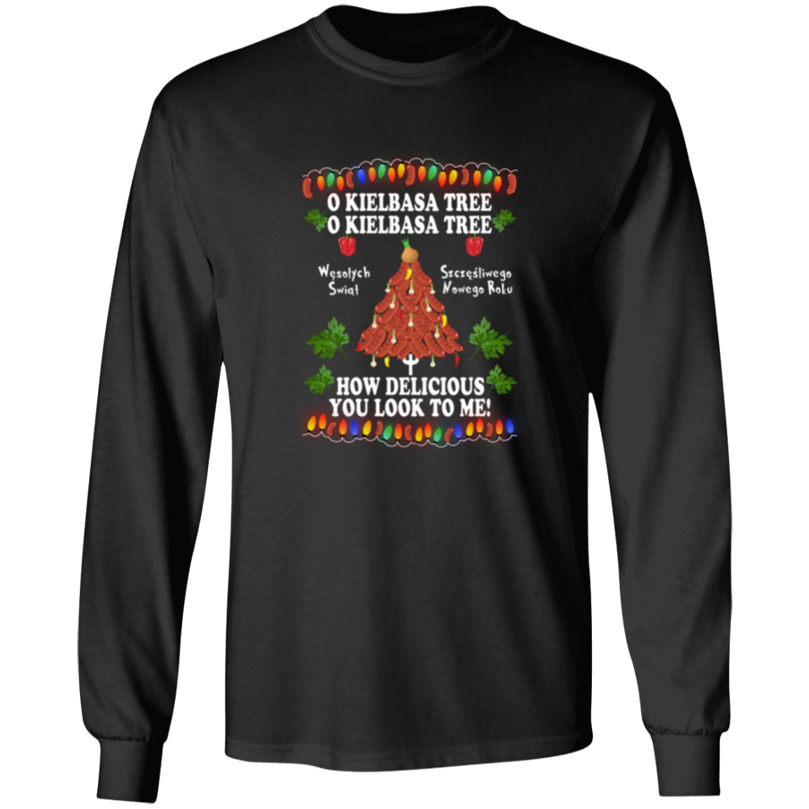 O Kielbasa Tree Apparel CustomCat G540 LS T-Shirt Black S