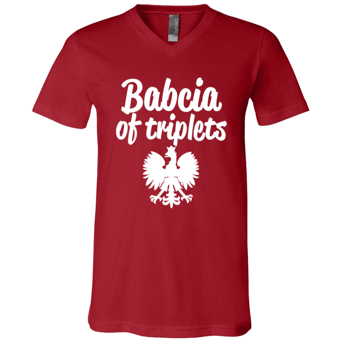Babcia of Triplets Apparel CustomCat 3005 Unisex Jersey SS V-Neck T-Shirt Canvas Red X-Small