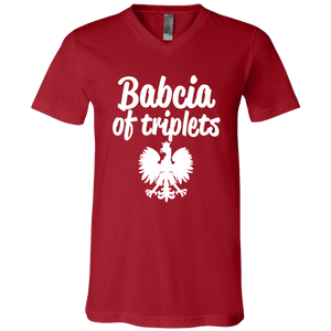 Babcia of Triplets - 3005 Unisex Jersey SS V-Neck T-Shirt / Canvas Red / X-Small - Polish Shirt Store