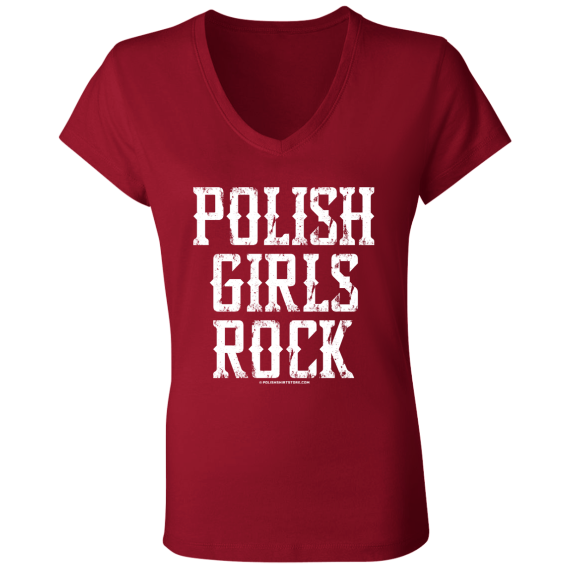 Polish Girls Rock V-Neck Tee T-Shirts CustomCat Red S 
