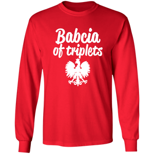 Babcia of Triplets - G240 LS Ultra Cotton T-Shirt / Red / S - Polish Shirt Store
