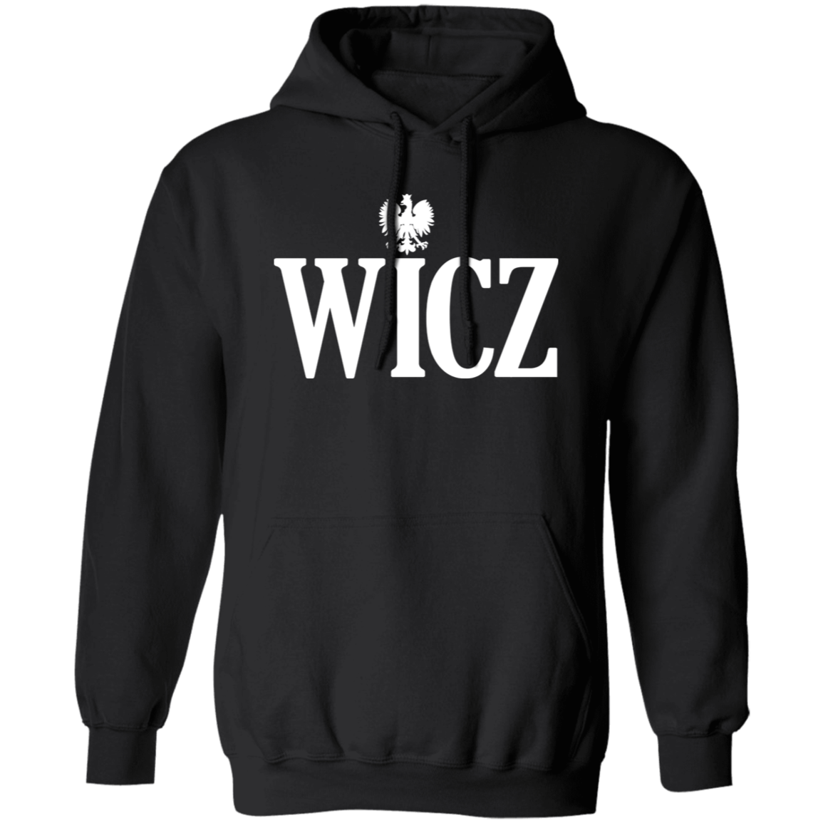 WICZ Polish Surname Ending Apparel CustomCat G185 Pullover Hoodie Black S