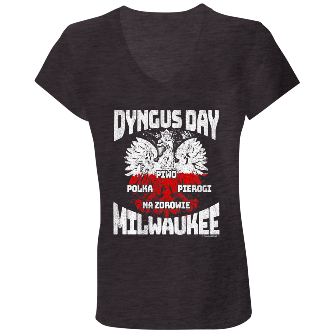 Dyngus Day Milwaukee Wisconsin Apparel CustomCat B6005 Ladies' Jersey V-Neck T-Shirt Dark Grey Heather S