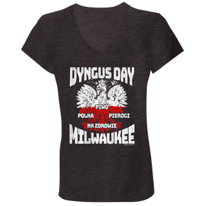 Dyngus Day Milwaukee Wisconsin - B6005 Ladies' Jersey V-Neck T-Shirt / Dark Grey Heather / S - Polish Shirt Store