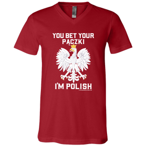 You Bet Your Paczki I'm Polish - 3005 Unisex Jersey SS V-Neck T-Shirt / Canvas Red / X-Small - Polish Shirt Store
