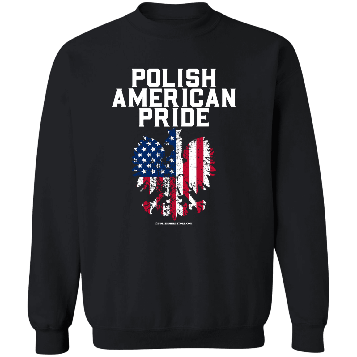 Polish American Pride Apparel CustomCat G180 Crewneck Pullover Sweatshirt Black S