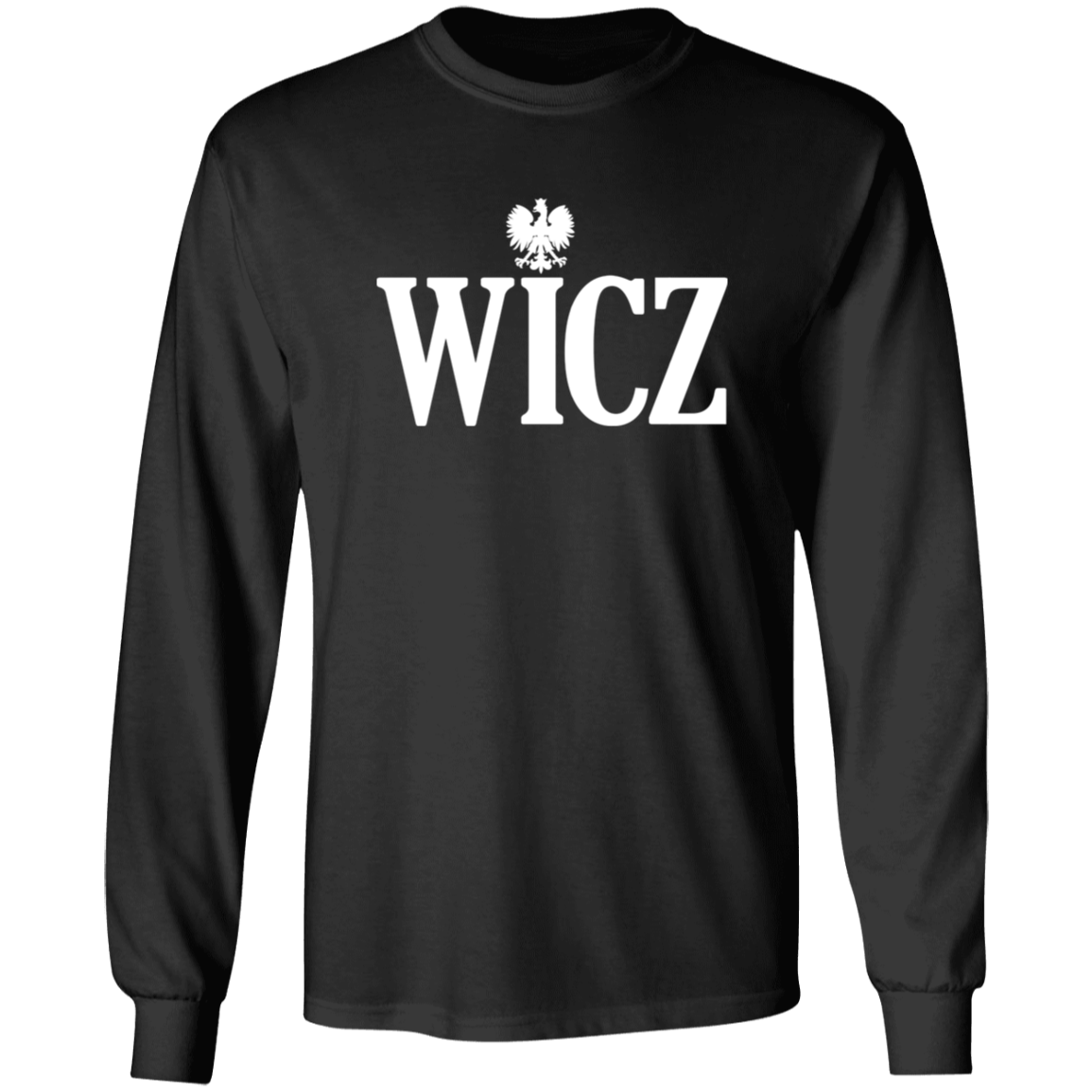 WICZ Polish Surname Ending Apparel CustomCat G240 LS Ultra Cotton T-Shirt Black S