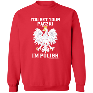 You Bet Your Paczki I'm Polish - G180 Crewneck Pullover Sweatshirt / Red / S - Polish Shirt Store