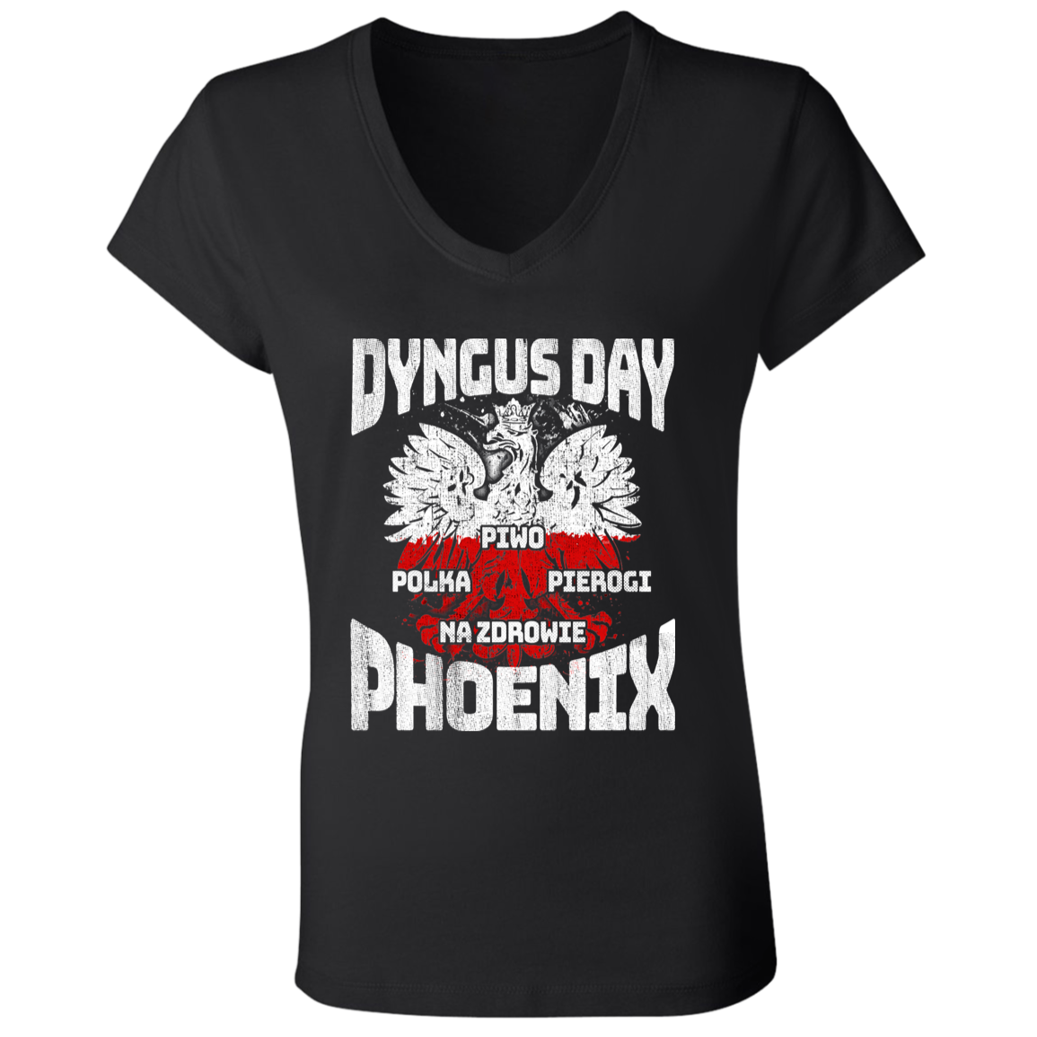 Dyngus Day Phoenix Arizona Apparel CustomCat B6005 Ladies' Jersey V-Neck T-Shirt Black S