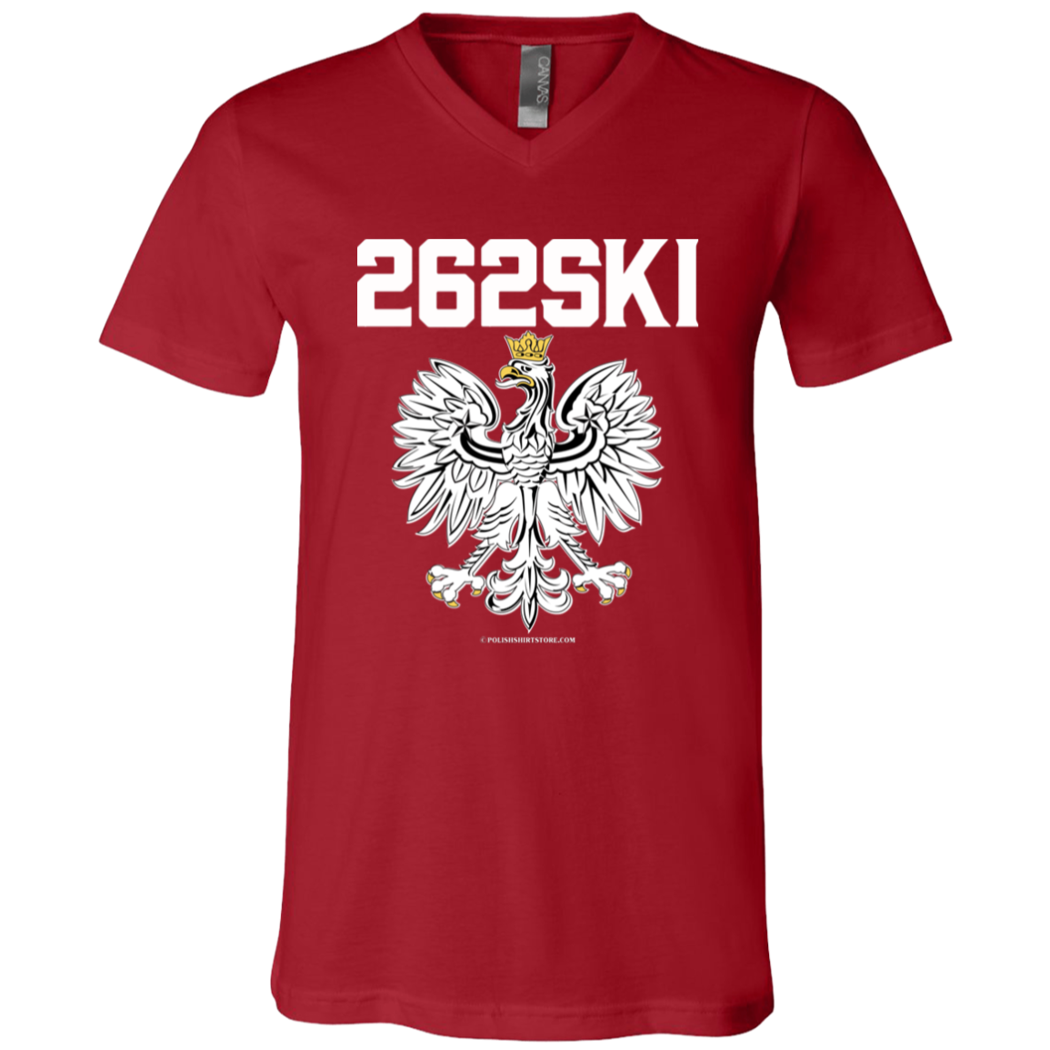 262SKI Apparel CustomCat 3005 Unisex Jersey SS V-Neck T-Shirt Canvas Red X-Small