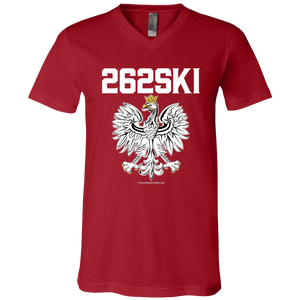 262SKI - 3005 Unisex Jersey SS V-Neck T-Shirt / Canvas Red / X-Small - Polish Shirt Store