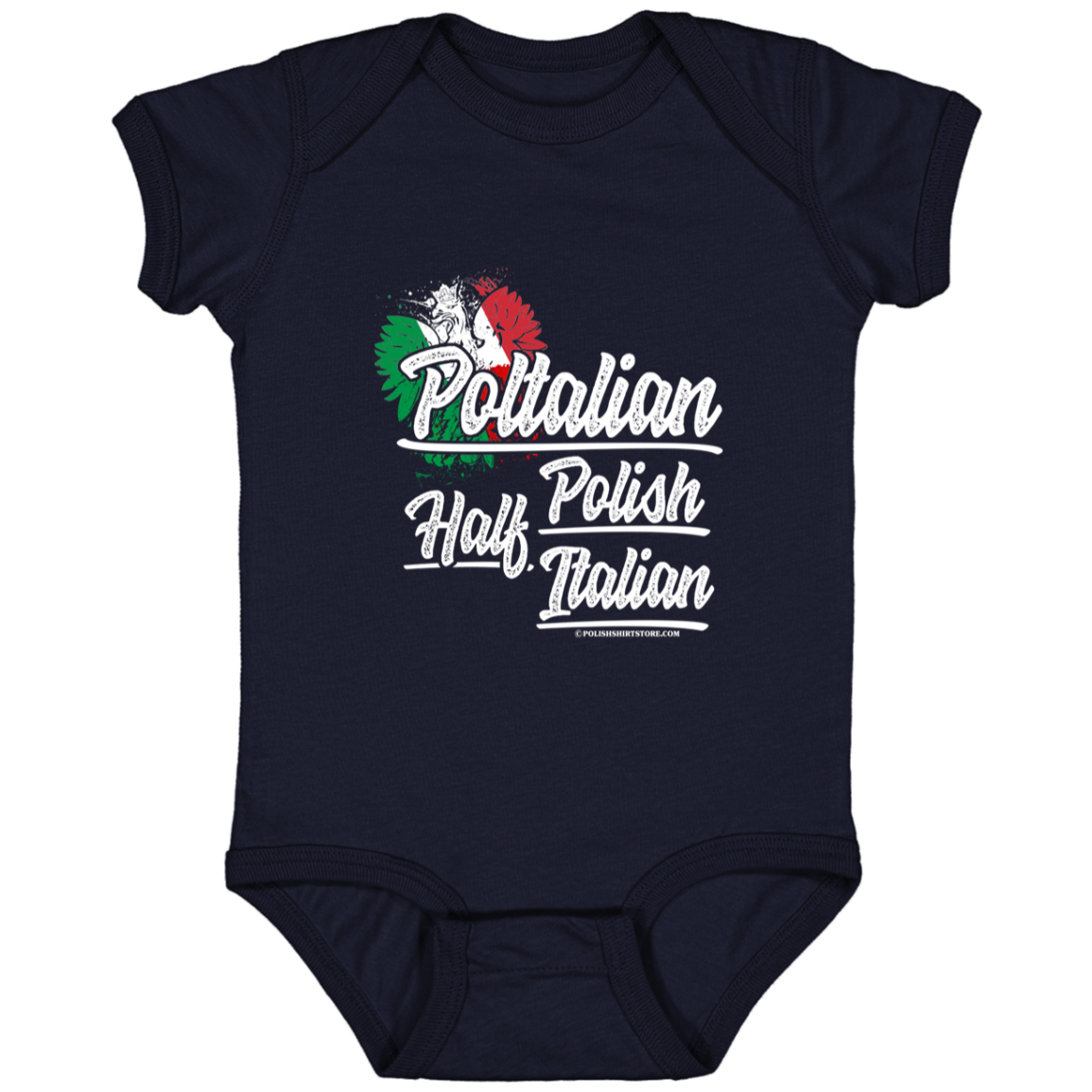 Half Polish Half Italian Poltalian Infant Bodysuit Baby CustomCat Navy Newborn 