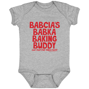 Babcia's Babka Baking Buddy Infant Bodysuit - Heather Grey / Newborn - Polish Shirt Store