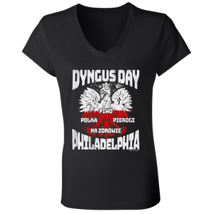 Dyngus Day Philadelphia - B6005 Ladies' Jersey V-Neck T-Shirt / Black / S - Polish Shirt Store