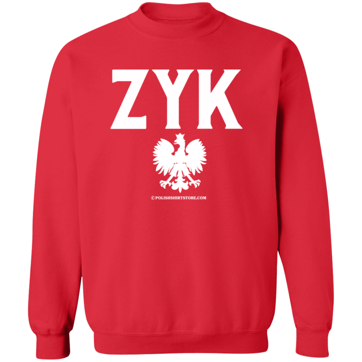 Polish Surname Ending in ZYK Apparel CustomCat G180 Crewneck Pullover Sweatshirt Red S