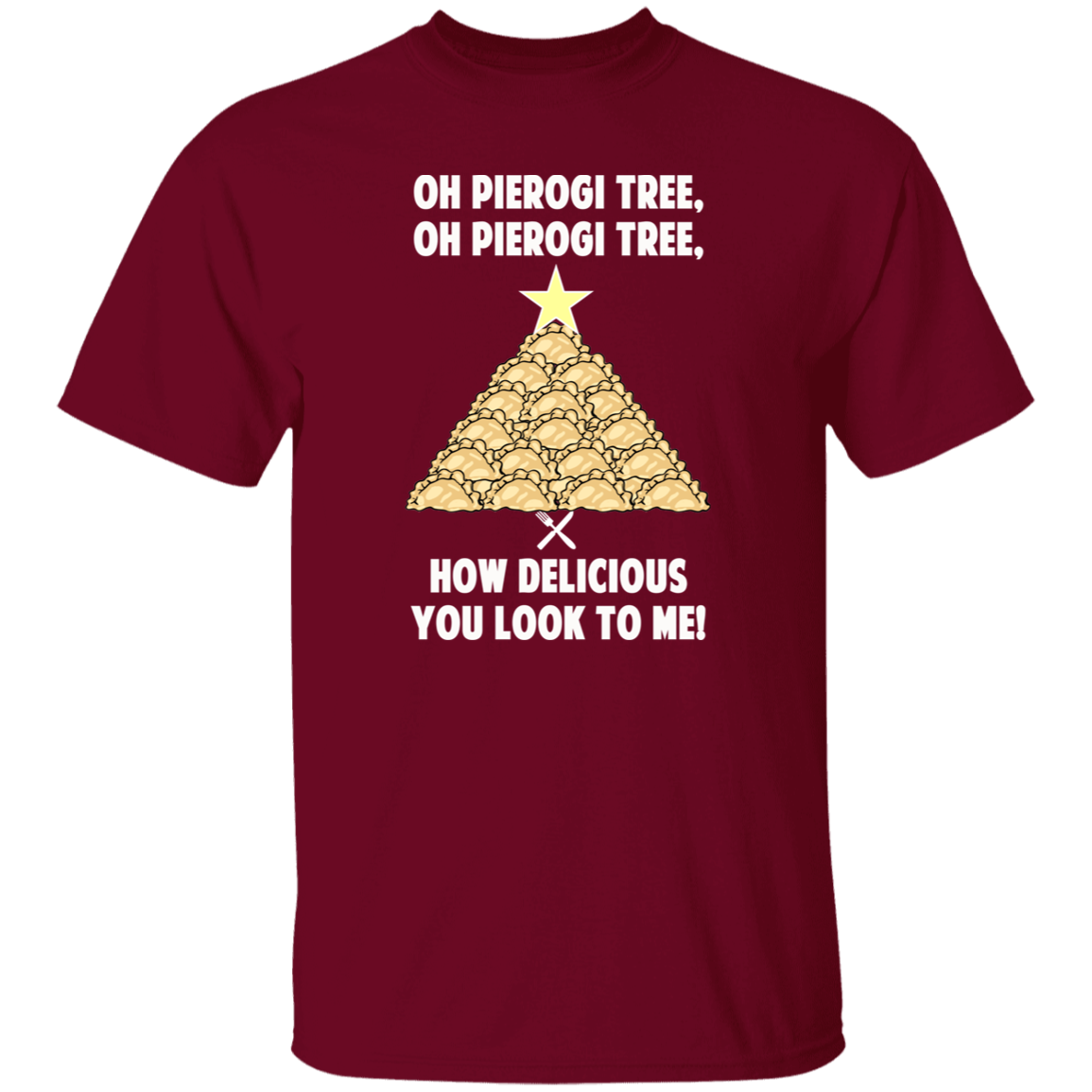 Pierogi Tree T-Shirt - The Original T-Shirts CustomCat Garnet S 