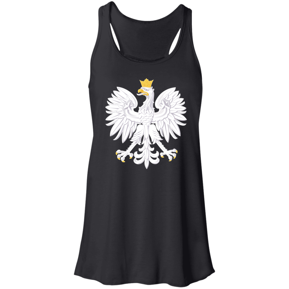 Polish Eagle Ladies Flowy Racerback Tank T-Shirts CustomCat Black X-Small 